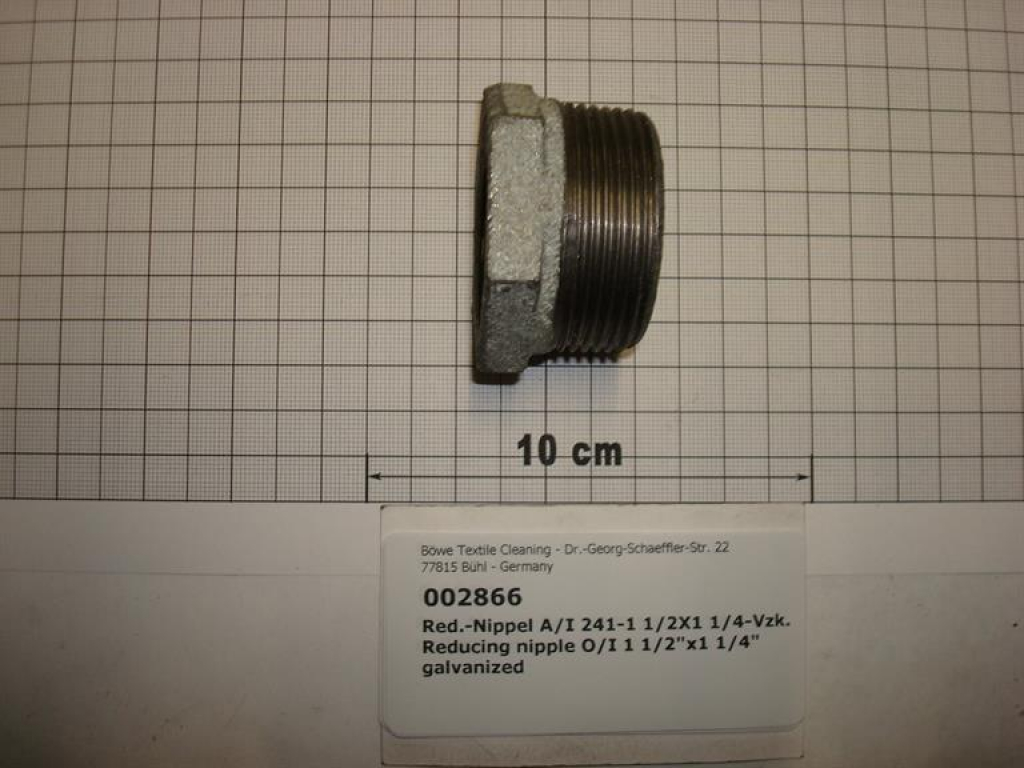 Reducing nipple,241V4032,O/I,1 1/2"x1 1/4",galvanized