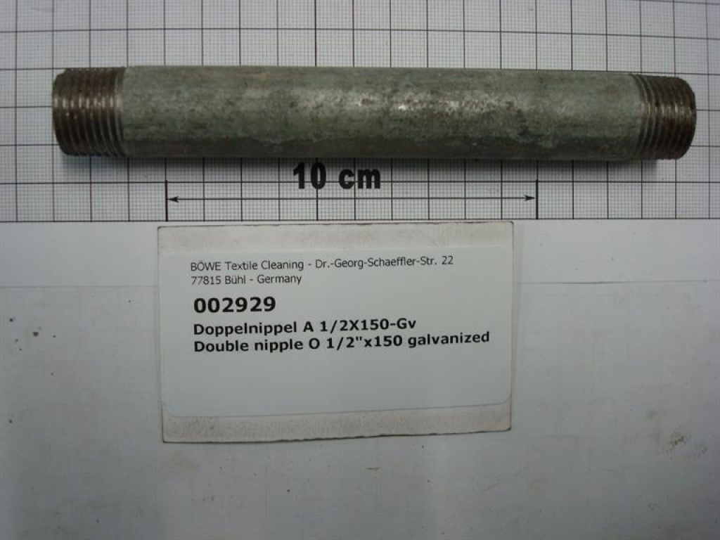 Double nipple,NIPV1515,1/2"x150mm,galvanized