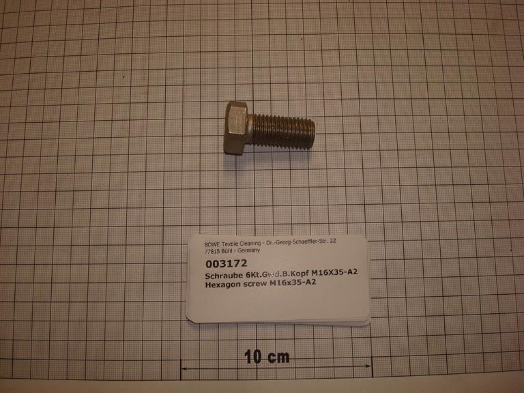 Hexagon screw DIN933,M16x35mm,A2 stainless steel