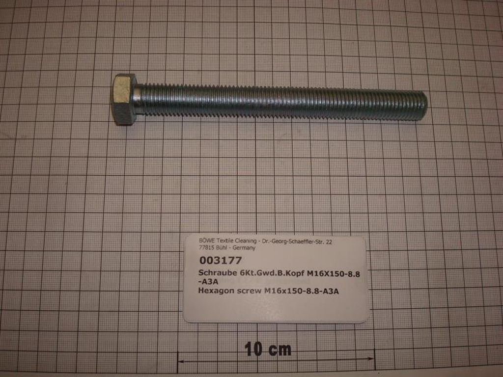 Hexagon screw DIN933,M16x150mm,8.8,galvanized