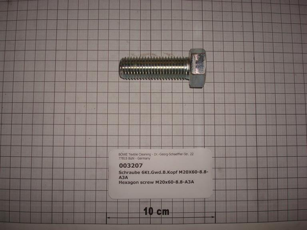 Hexagon screw DIN933,M20x60mm,8.8,galvanized