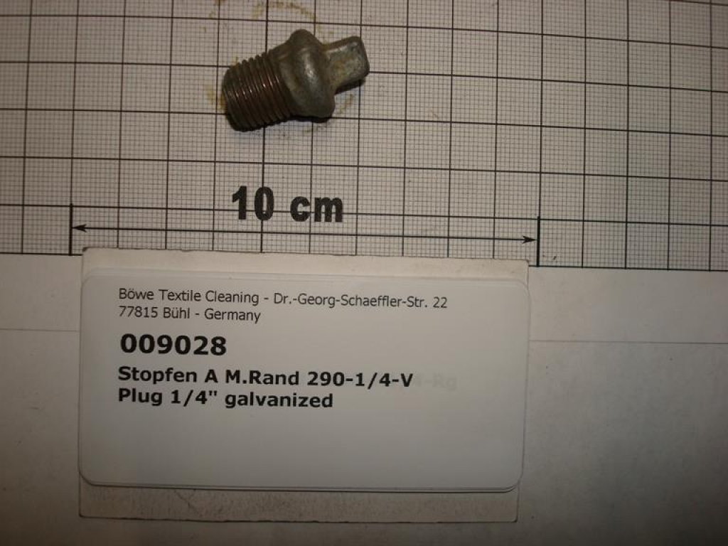 Plug,290V8,1/4",galvanized
