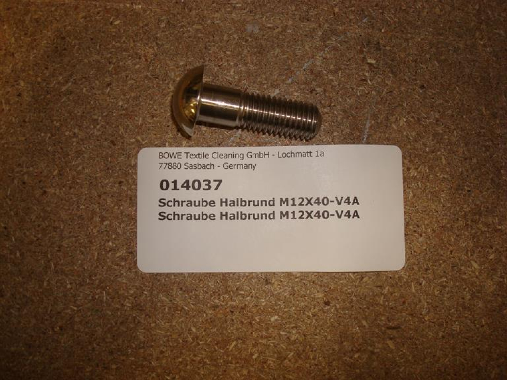 Screw half round M12x40