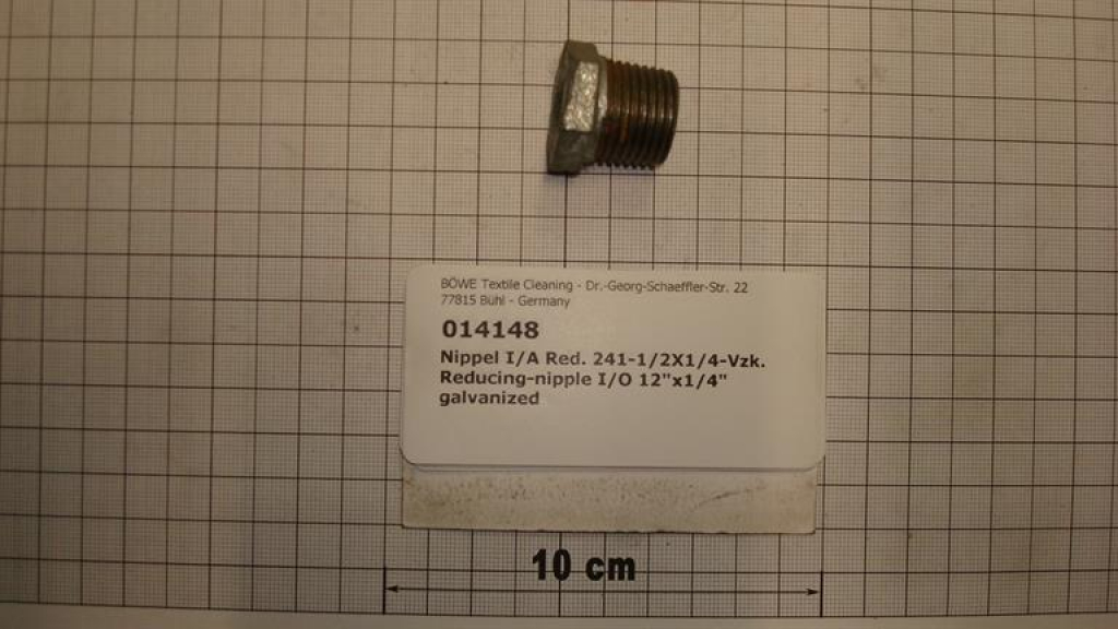 Reducing nipple,241V158,1/2"x1/4",O/I,galvanized