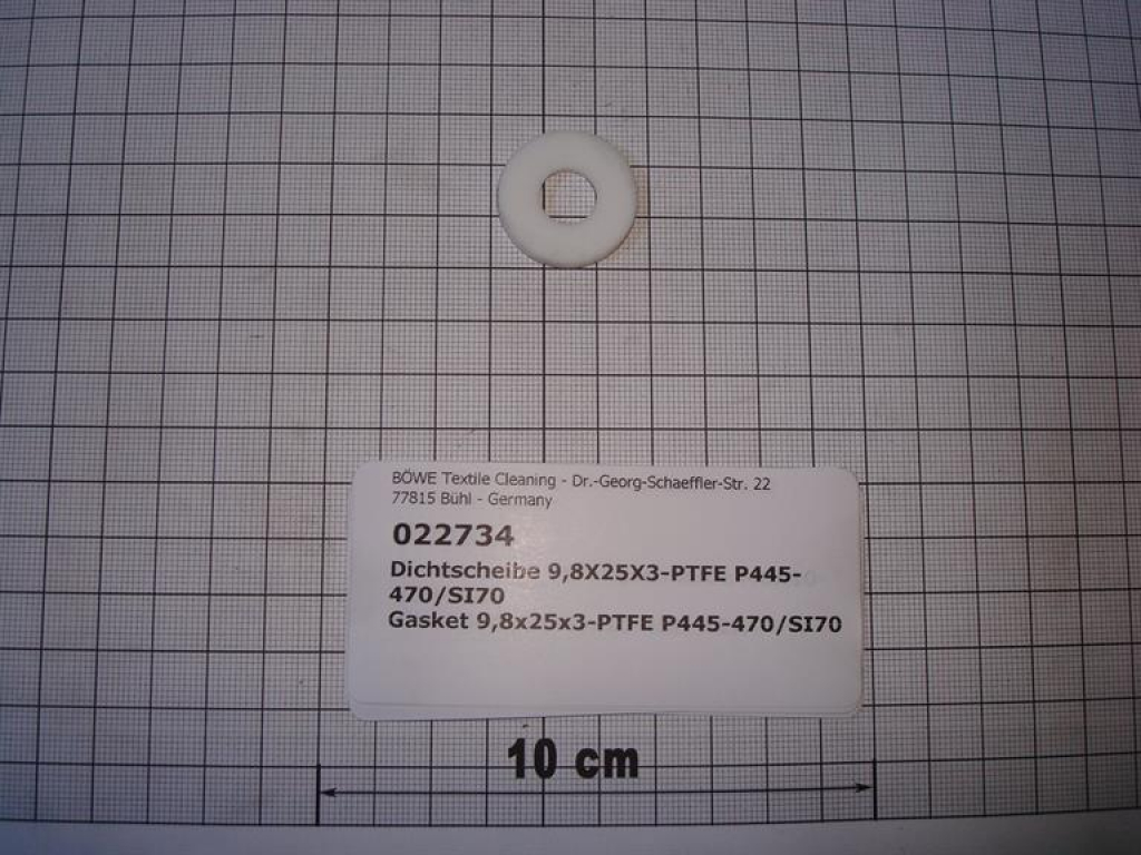 Sealing gasket,9,8x25x3mm,PTFE,P445,P470,SI70