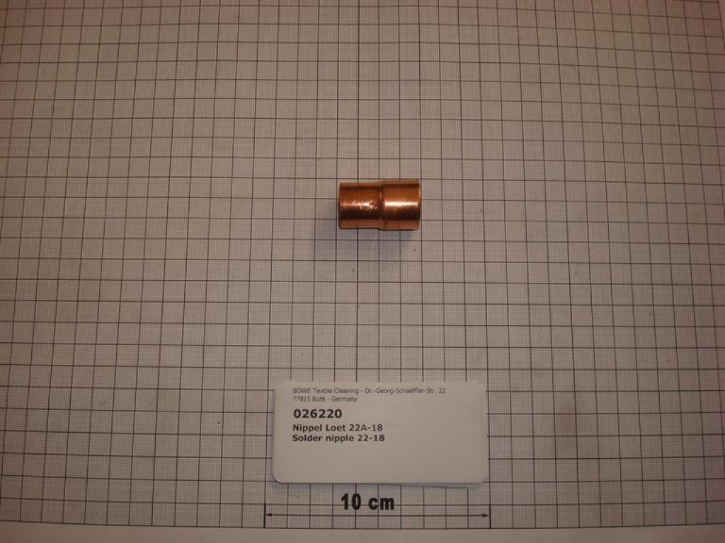 Solder nipple,22a-18mm,copper,DIN2863,Nr.5243