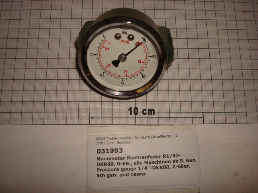 Pressure gauge,0-3 bar,1/4",dia64mm,all machines from 5th gen.