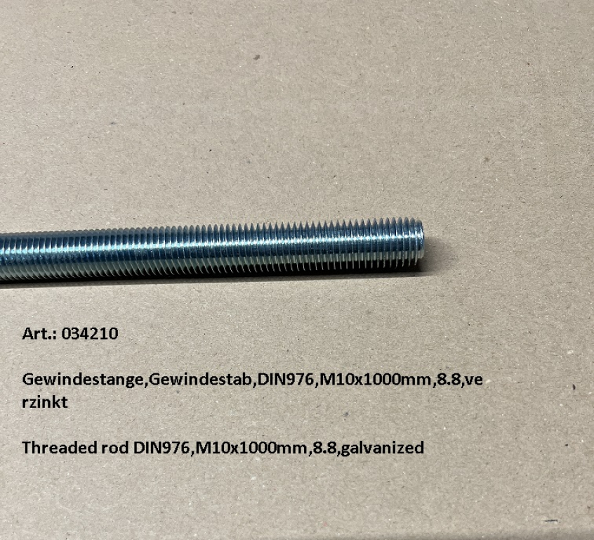 Threaded rod DIN976,M10x1000mm,8.8,galvanized