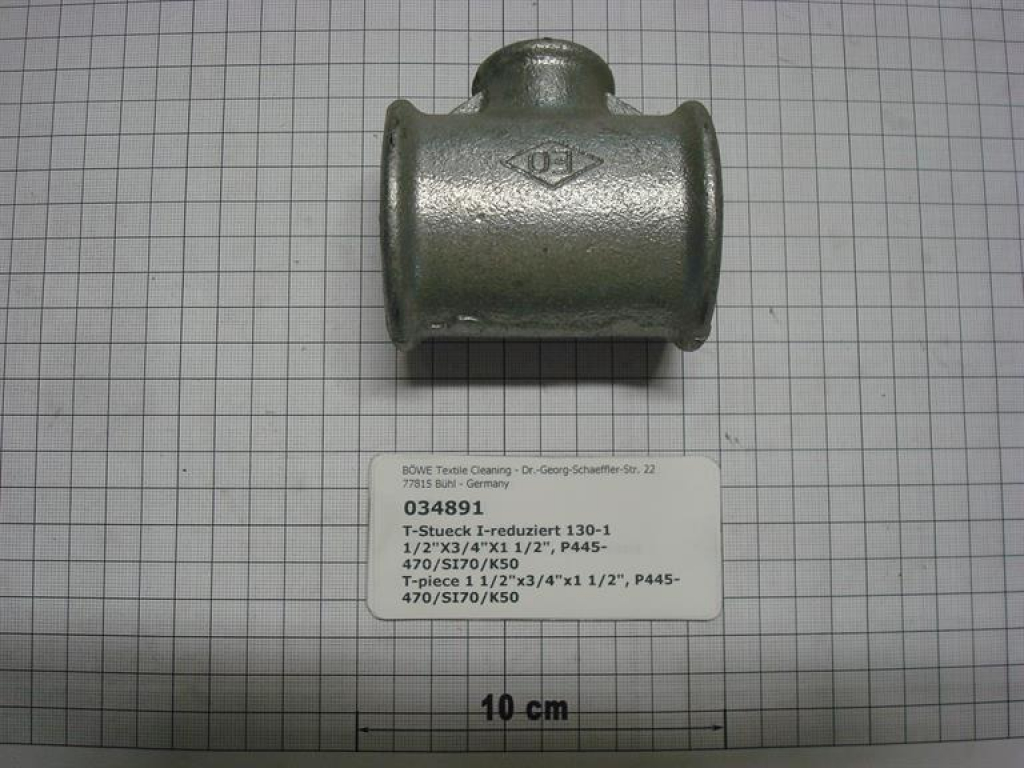 T-Stück,reduziert,130V402040,1 1/2"x3/4"x1 1/2", verzinkt,Mitte reduziert