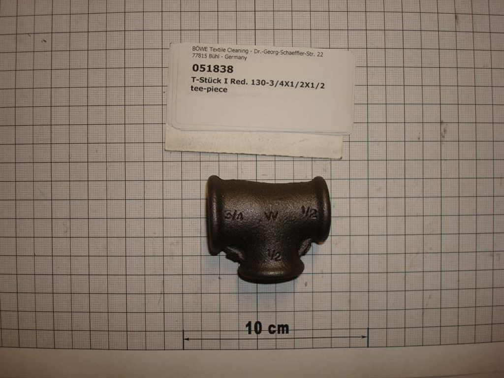 T-piece,reduced,130S201515,3/4"x1/2"x1/2",black