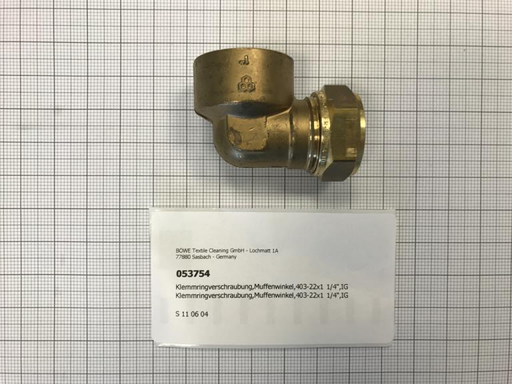 Klemmringverschraubung,Muffenwinkel, 403-22x1 1/4",IG