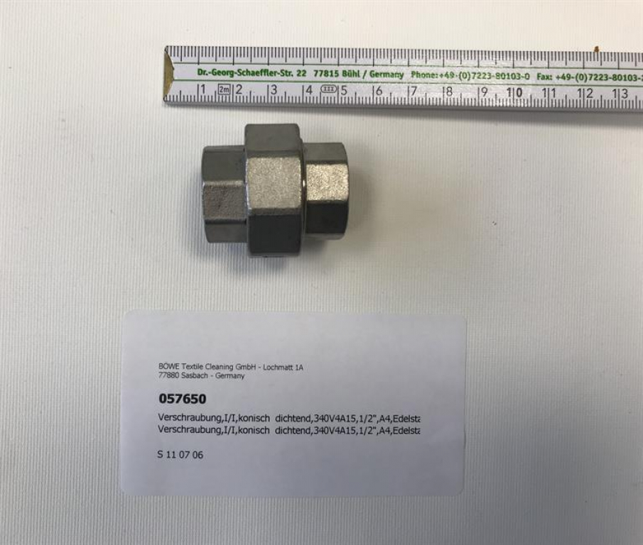 Screw connection,I/I,conical sealing,340V4A15,1/2",A4,stainless steel