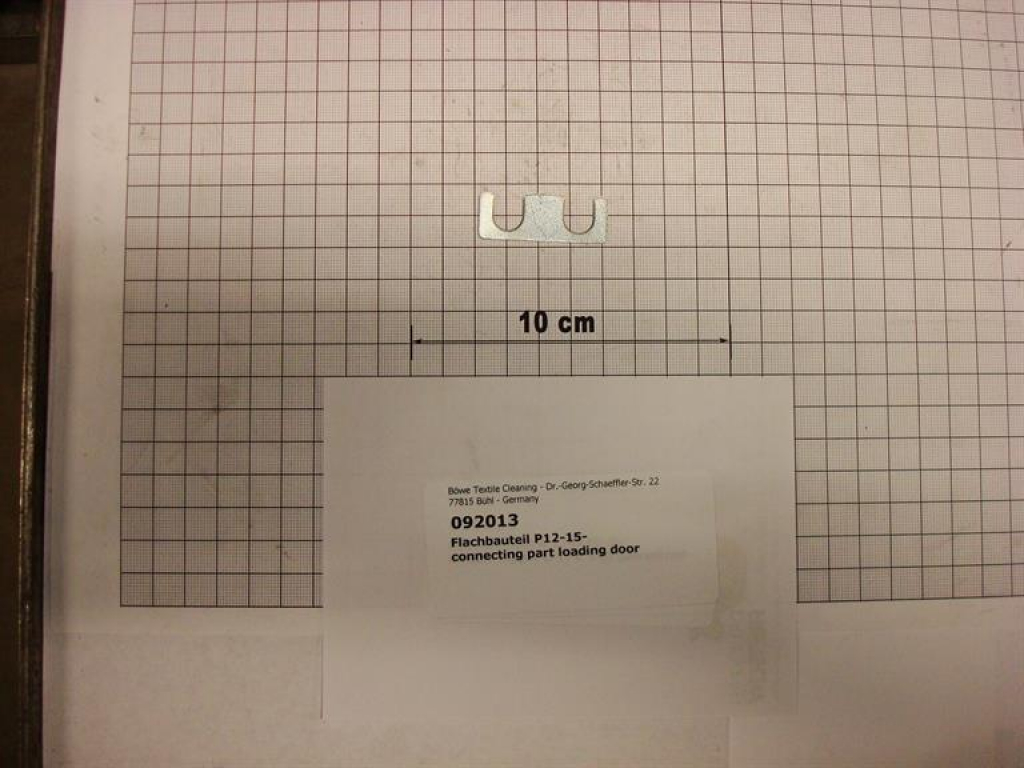 Flat component,connecting part loading door and distillation,15x40x1mm,underlay for loading door and distillation,P/M12-18,Pi,Mi,PX