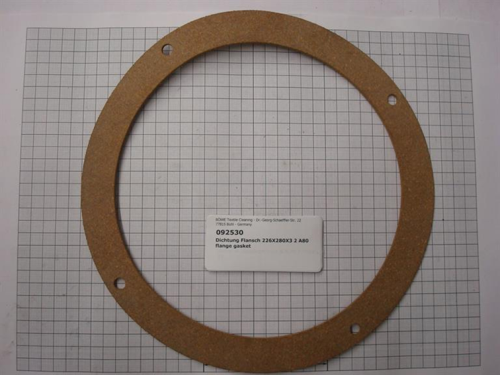 Gasket,round,226x280x3,2mm,4-holes,cork,A80
