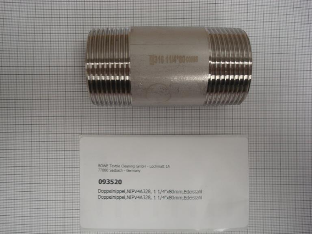 Double nipple,NIPDV4A328,1 1/4"x80mm,stainless steel