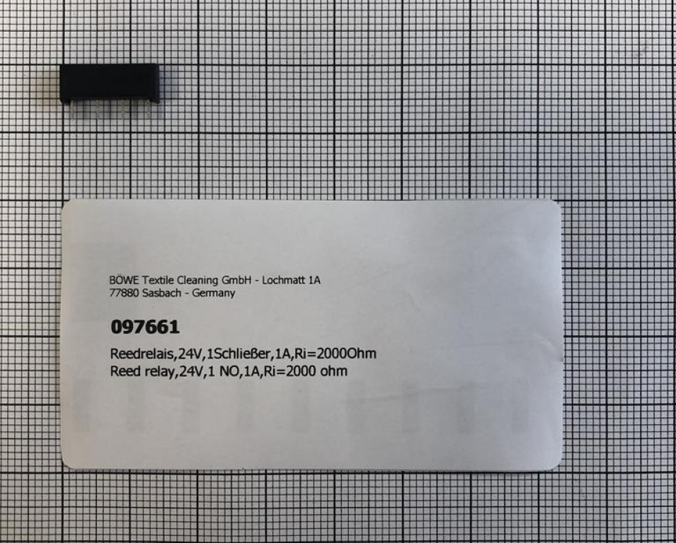 Reed relay,24V,1 NO,1A,Ri=2000 ohm