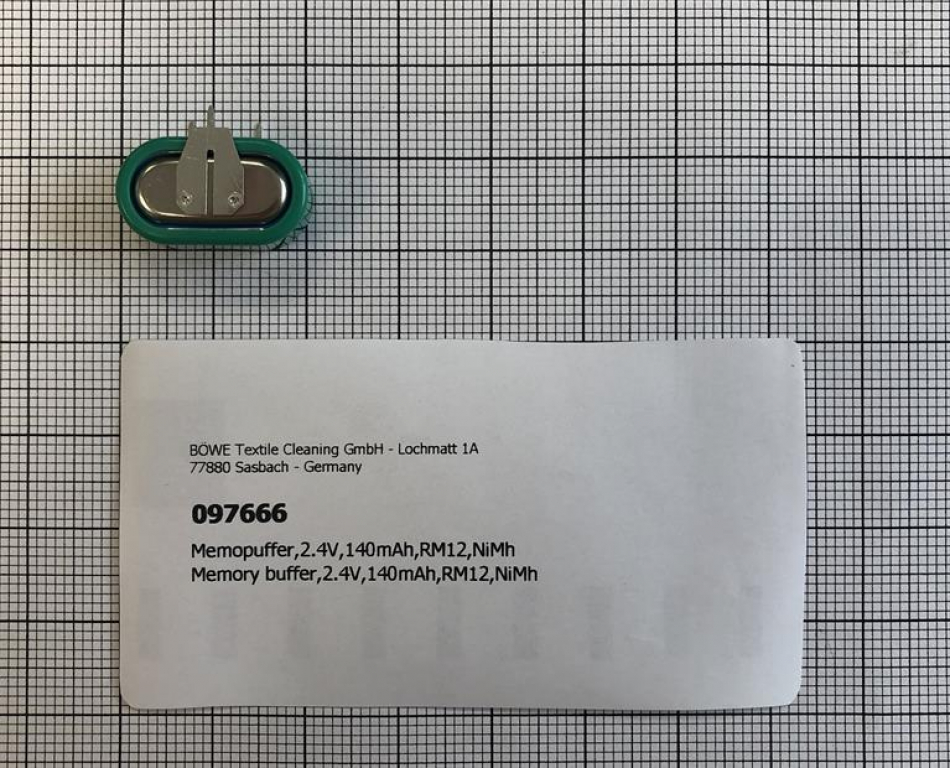 Memory buffer,2.4V,140mAh,RM12,NiMh