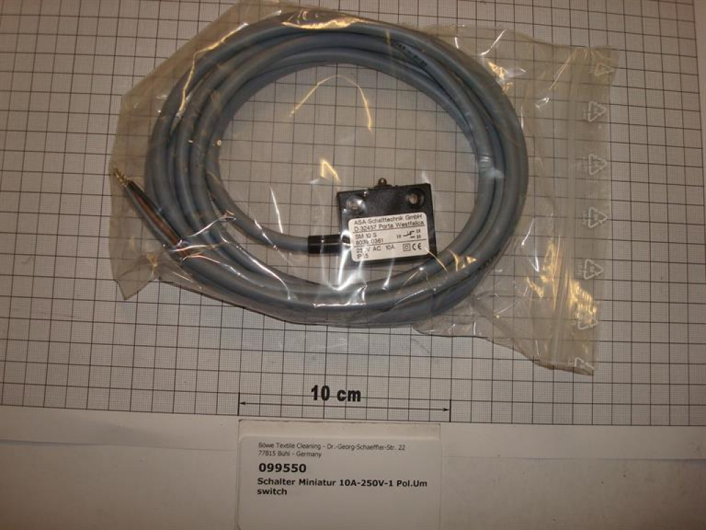 Microswitch,10A-250V,1-pole,loading door,P520-P540,3000mm
