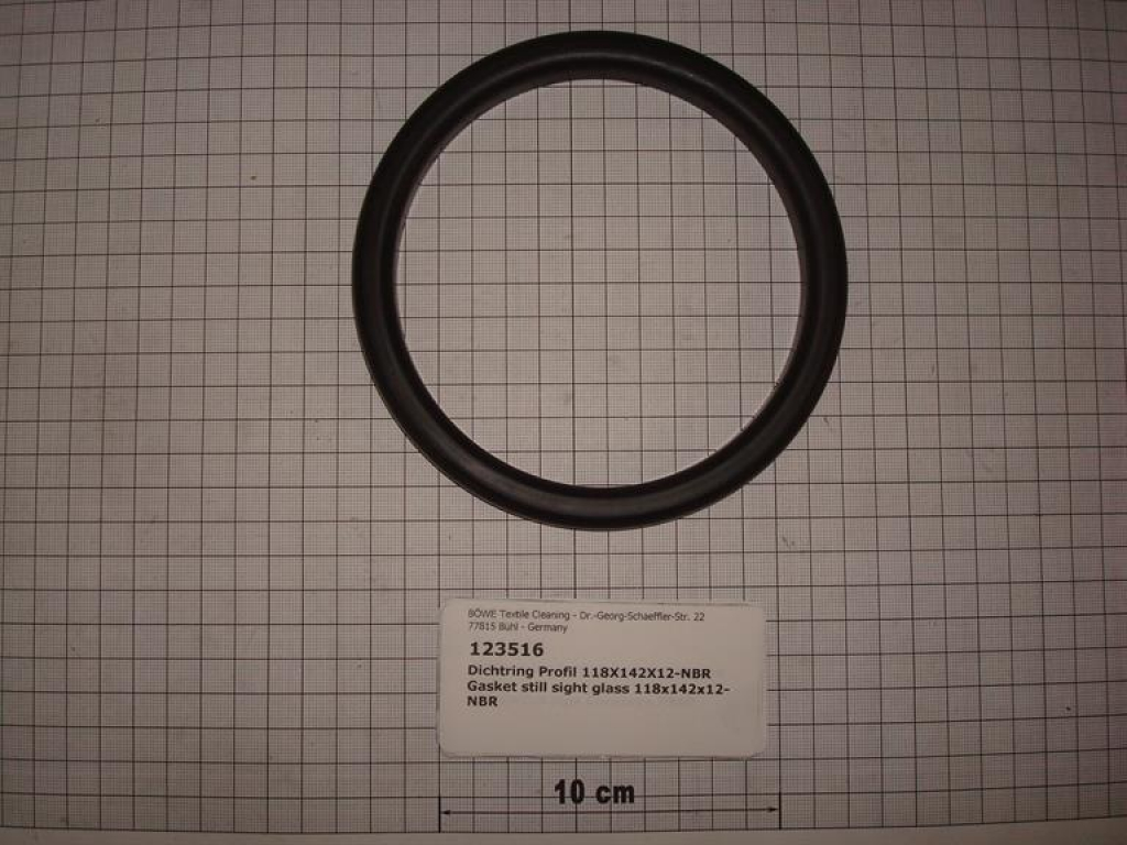 Gasket,round,118x142x12/12mm,perbunan, distillation sight glass