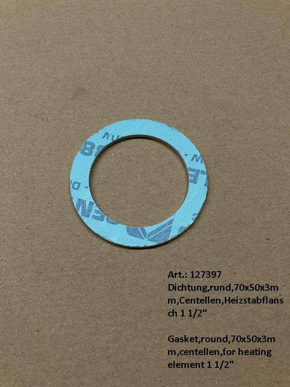 Gasket,round,70x50x3mm, Centellen,for heating element 1 1/2"