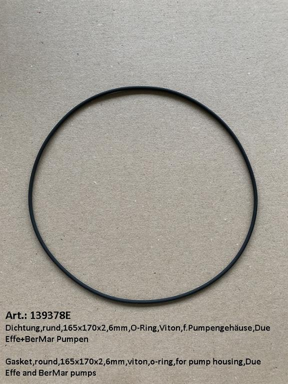 Gasket,round,165x170x2,6mm,viton,o-ring,for pump housing,Due Effe and BerMar pumps