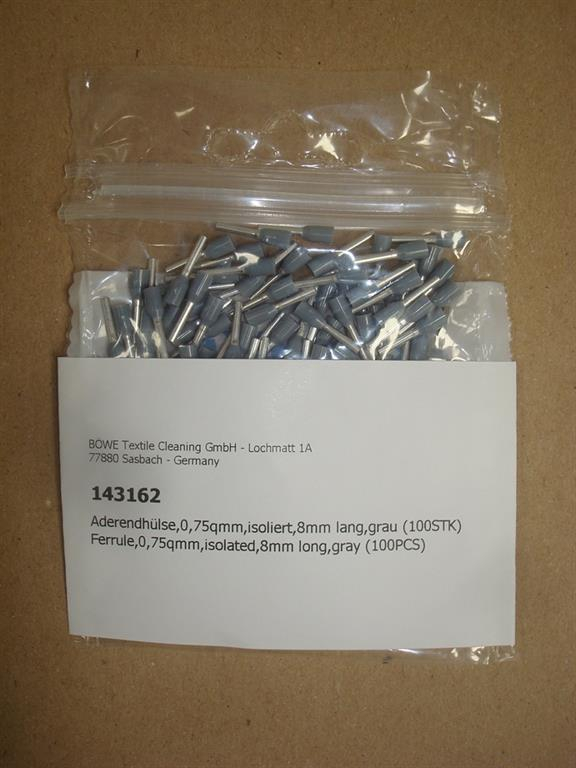 Ferrule,0,75qmm,isolated,8mm long,gray (100PCS)