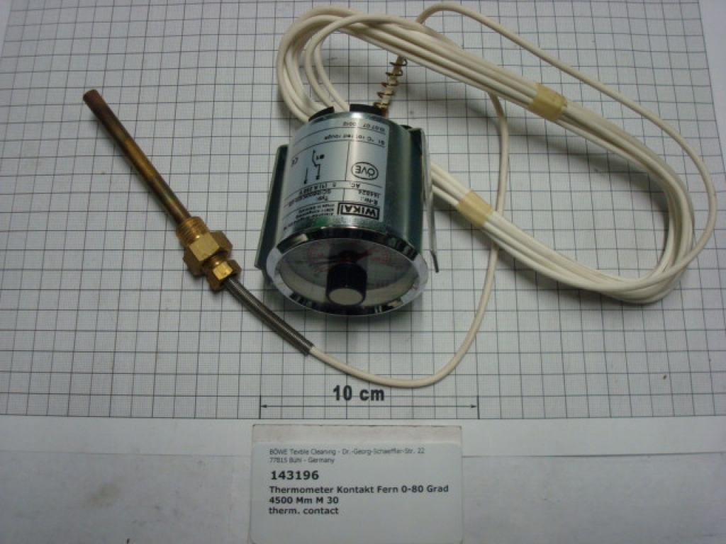 Remote thermometer,0-80°C,M14x1,5mm,100mm length,4500mm measurement connection,P200