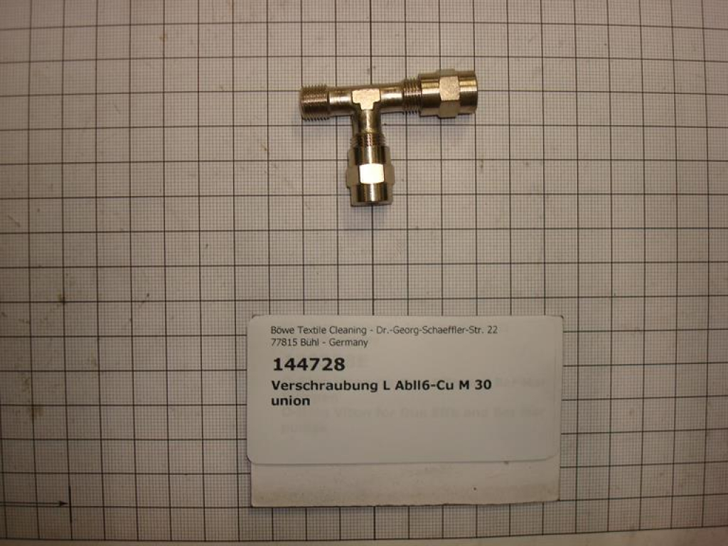 T-screw connection,1/8"x6x6mm,brass,DIN2353