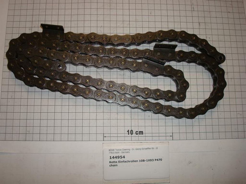 Kette Einfachrollen+3Winkellaschen, 10B-1X93,P470/SI70,sr.Nadelfänger
