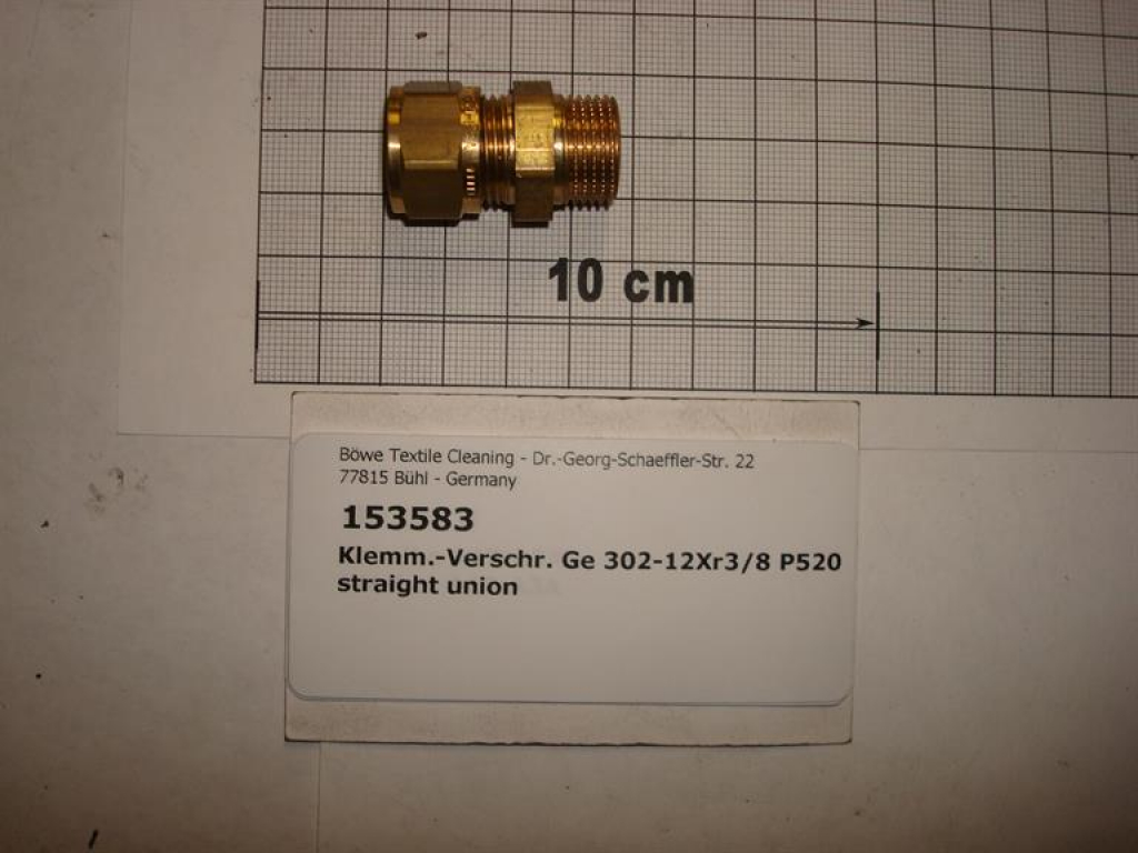 Klemmringverschraubung,gerade,einschraub, 302-12x3/8",AG