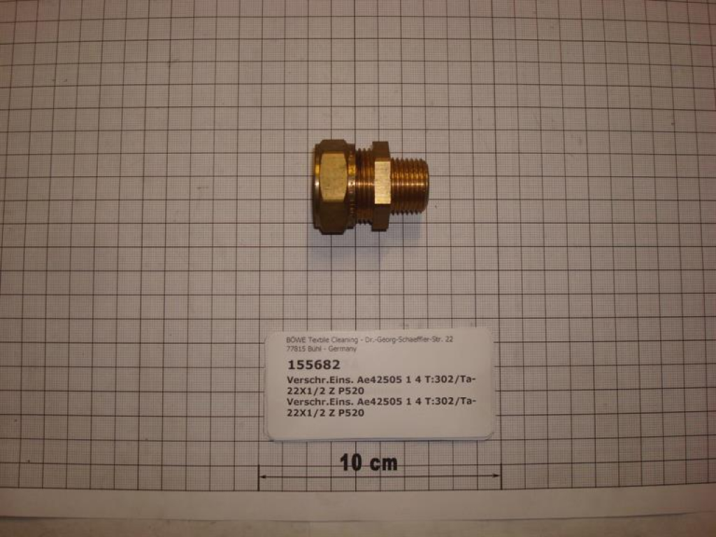 Klemmringverschraubung,gerade,einschraub, 302-22x1/2",AG,konisch