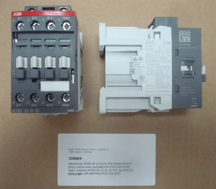 Motor contactor,AF09Z-30-10-30, for PLC use,4KW,50-60Hz,f.right+left,ABB,P540,P532,P525,P520
