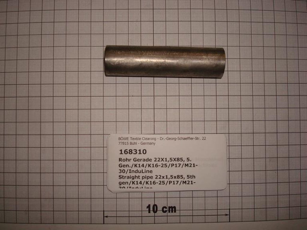 Pipe,straight,22x1,5x85mm,5th gen.,K14,K16,K25,P17,M21-30,InduLine