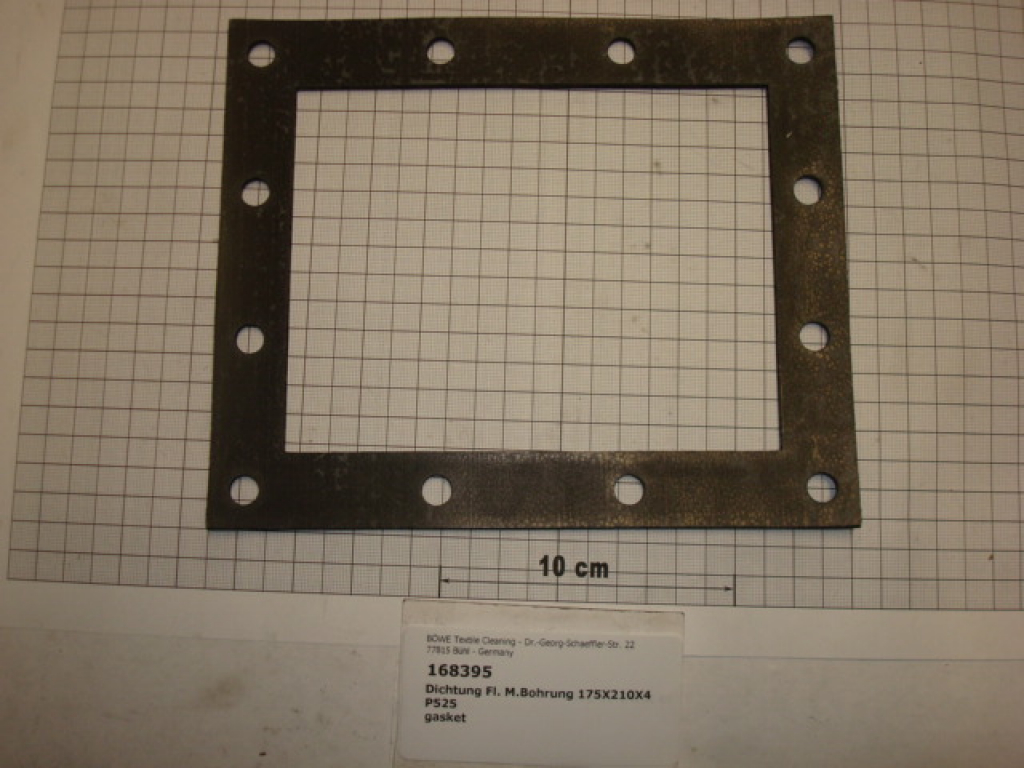 Gasket,square,175x210x4mm,12-holes,viton,flat,air duct,P525-540,K540,K14,K16