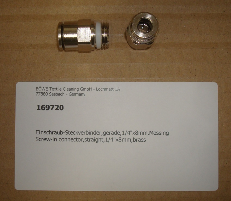 Screw-in connector,straight,1/4"x8mm,brass