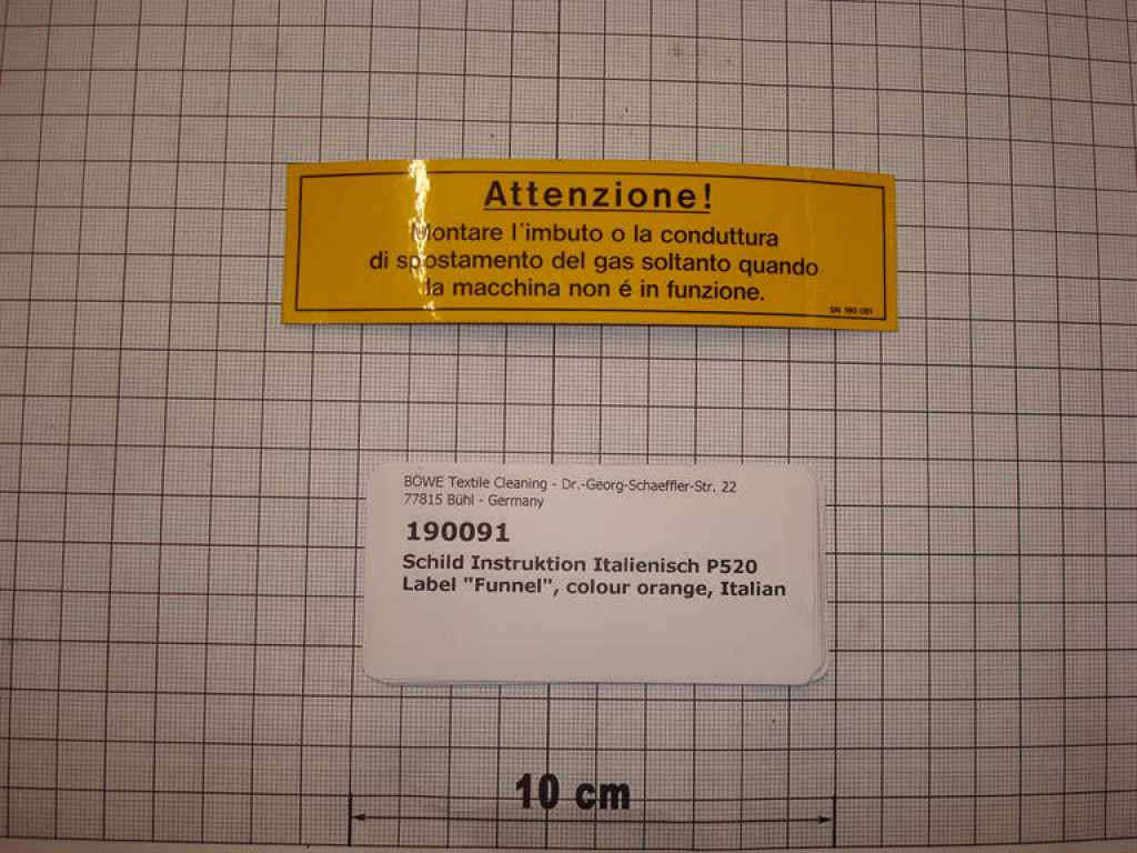 Label "Funnel", colour orange, Italian