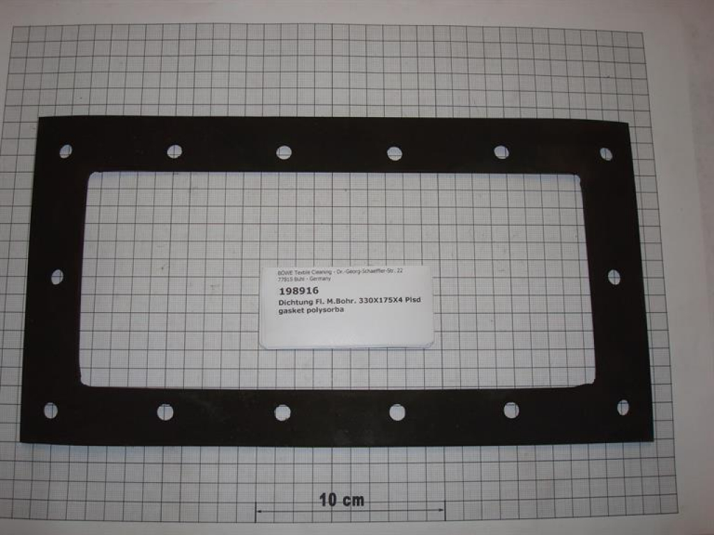 Gasket,square,175x330x4mm,14-holes,flat,Polysorba