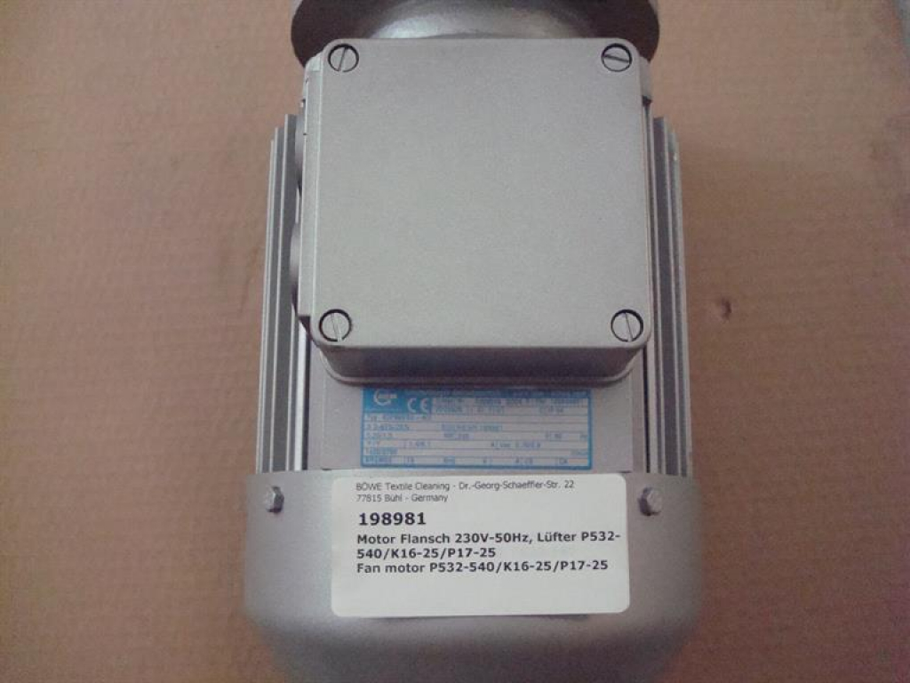 Fan motor,230V-50Hz,1,5KW,Dia20mm,P532,P540,K16,K25,P17,P25