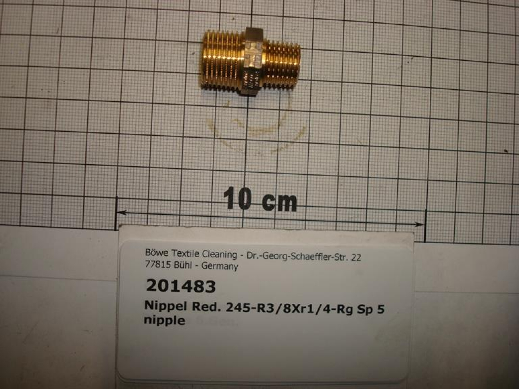 Double nipple,3245,3/8"x1/4",with hexagon,reduced,red brass