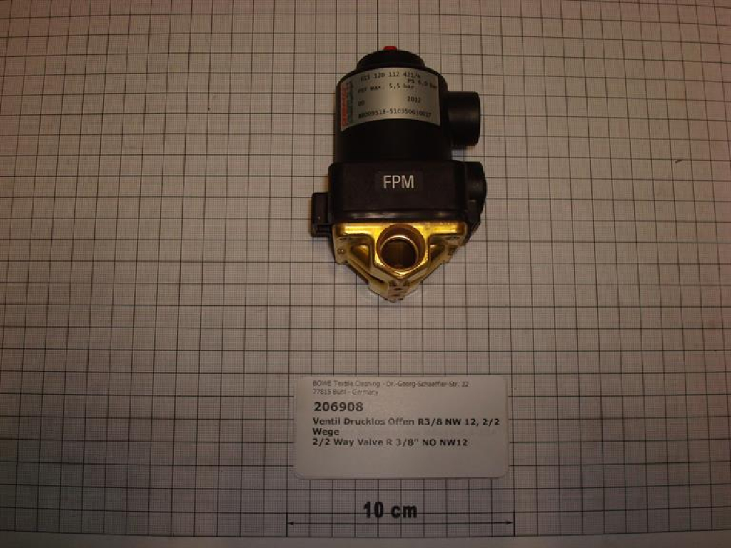 Ventil 3/8",drucklos offen,NO,NW12,2/2 Wege, Membran,Vitondichtung