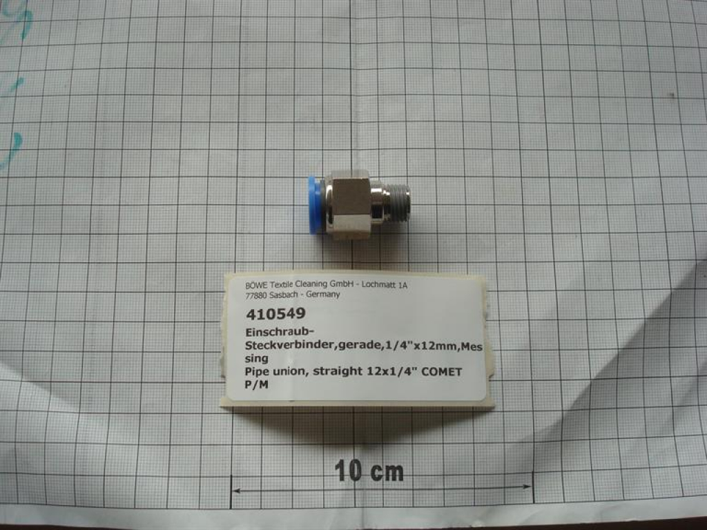 Screw-in connector,straight,1/4"x12mm,brass