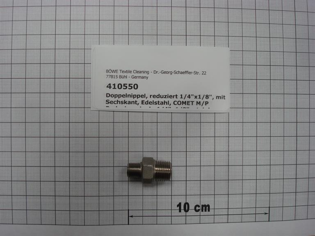 Double nipple,245V4A84,with hexagon,reduced,1/4"x1/8",stainless steel