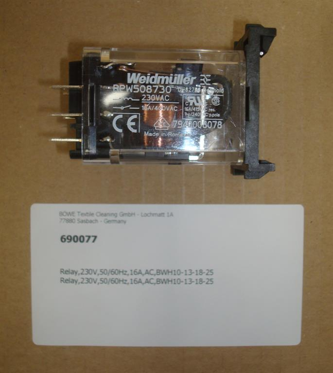 Relay,230VAC,50/60Hz,16A,BÖWE BWH-10-13-18-25TP washing machine