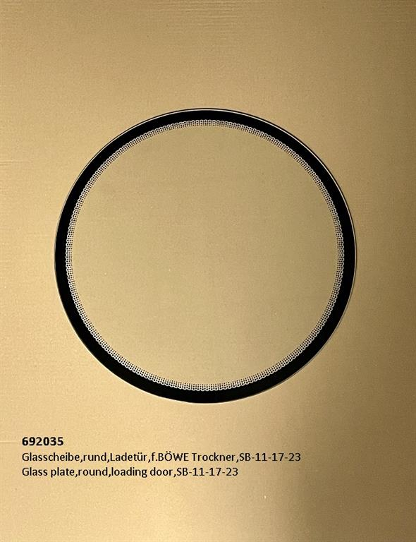 Glass plate,round,loading door,BÖWE SB-11-17-23TP dryer