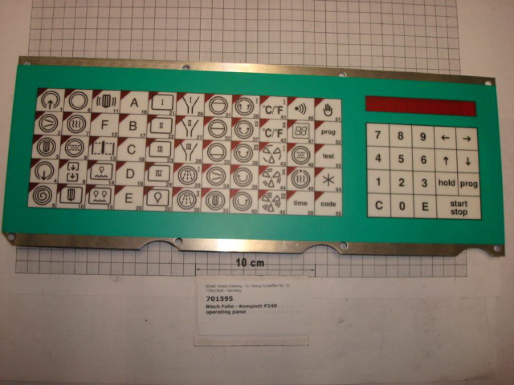 Operating panel - plate wtih foil, P240