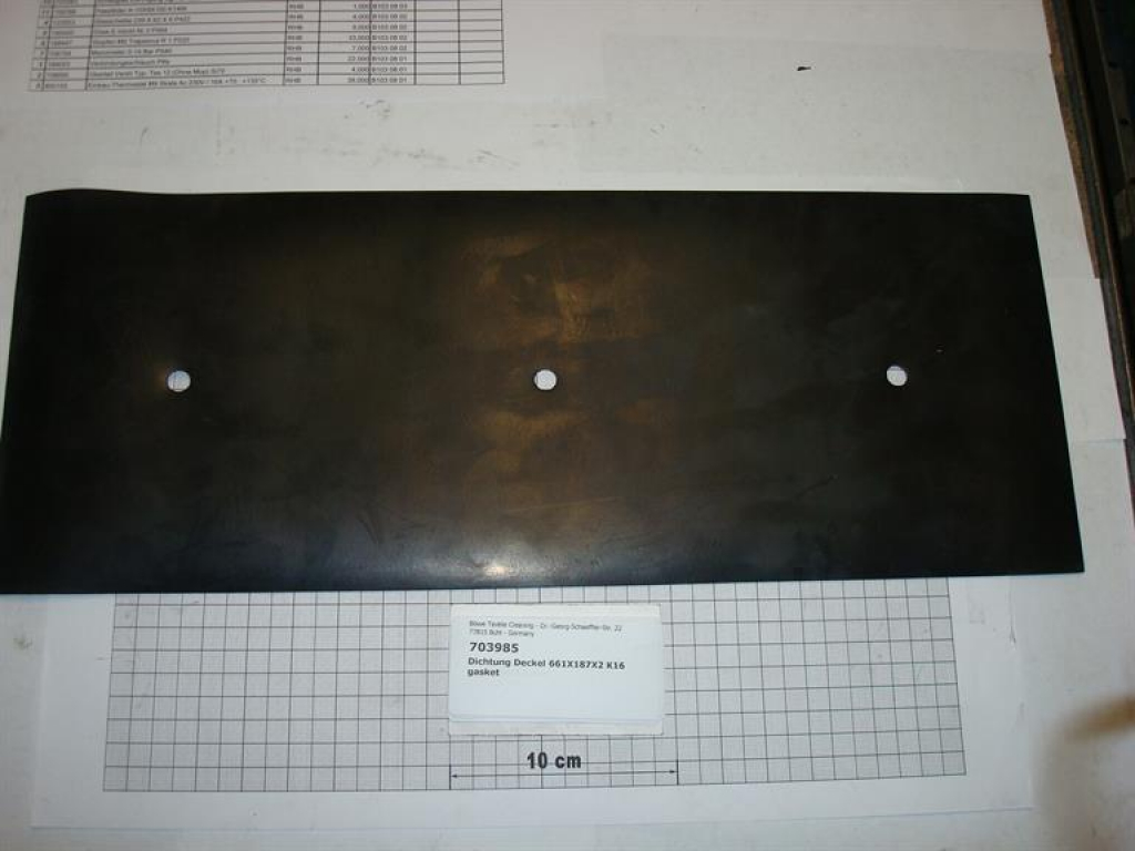 Gasket,square,187x486x2mm,cover,water separator,K16