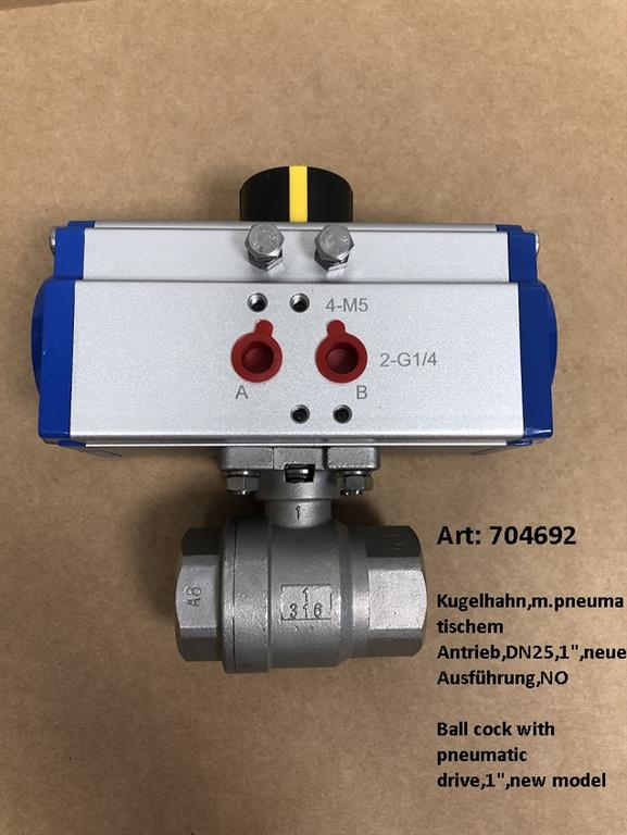 Ball valve with pneumatic drive,1",new model