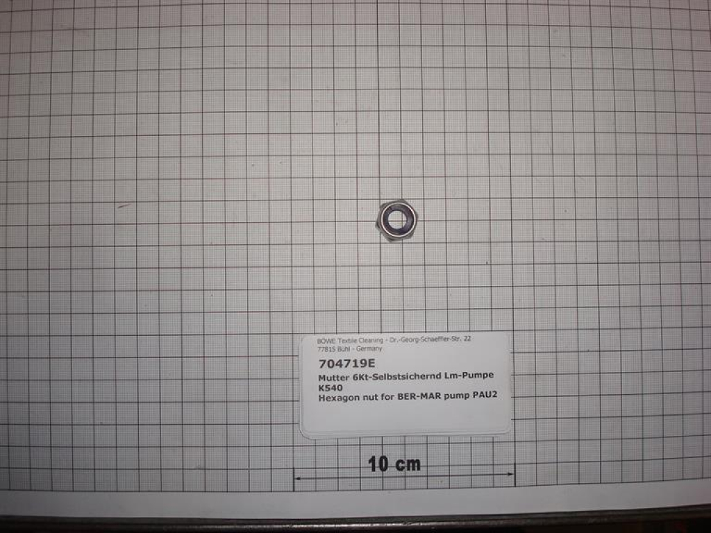 Hexagon nut for solvent pump K540