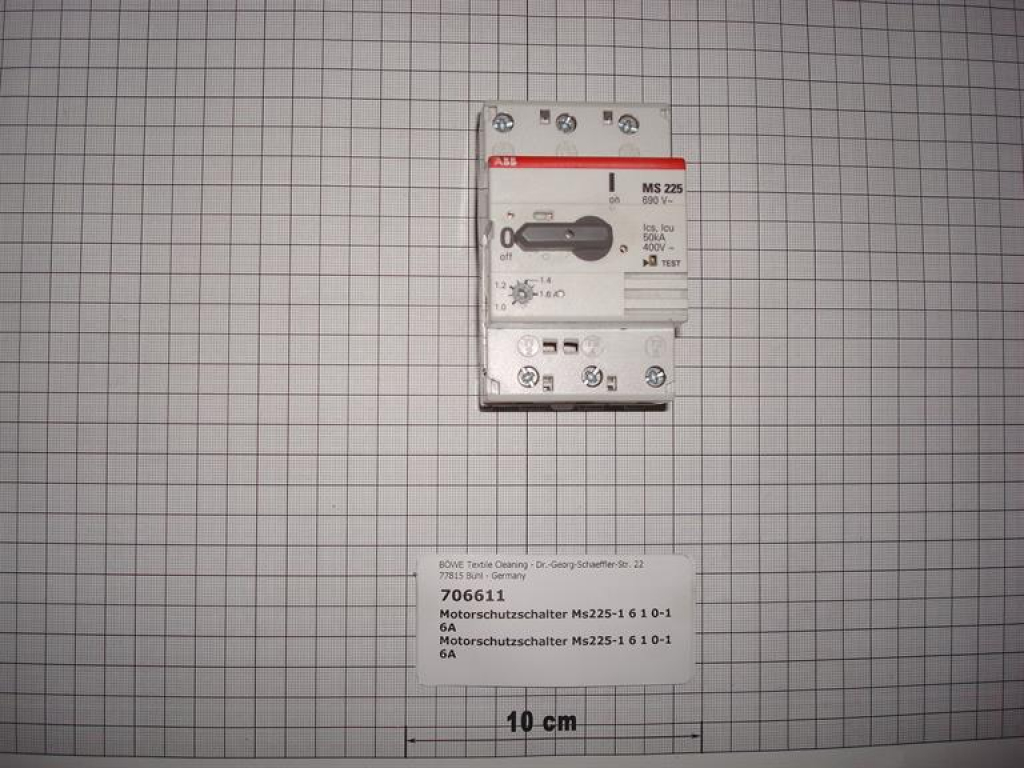 Motor protection switch MS225-1,6 1,0-1,6A