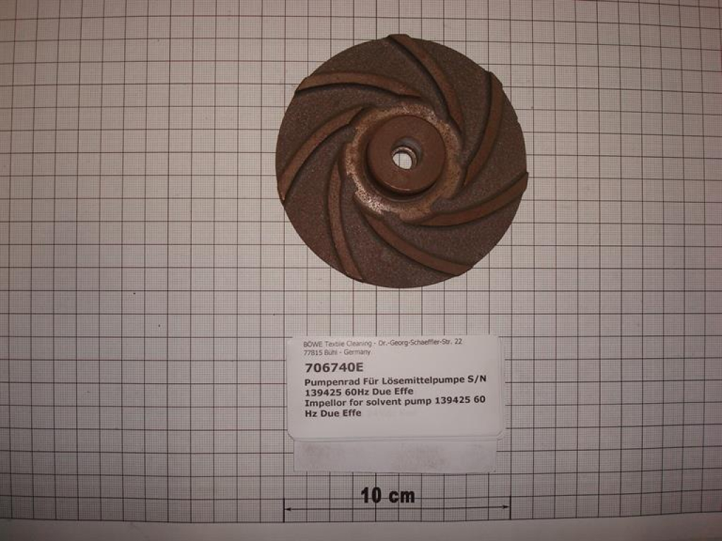 Pumpenrad,M10/12x105x24mm hoch,7 Fluten, Lösemittelpumpe,60Hz,FF,139425